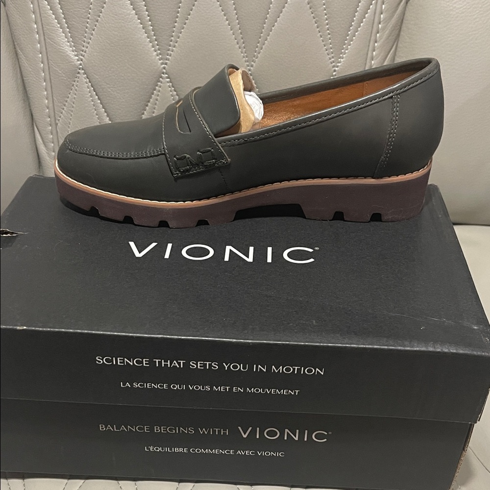 Vionic Leather Loafers in Dark Brown - Picture 4 of 9